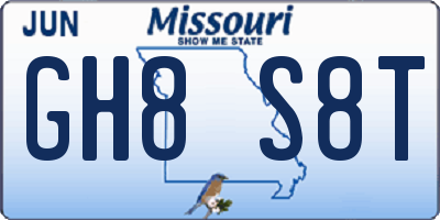 MO license plate GH8S8T