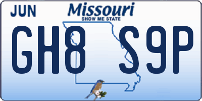 MO license plate GH8S9P