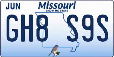 MO license plate GH8S9S