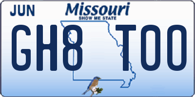 MO license plate GH8T0O