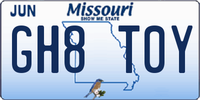MO license plate GH8T0Y
