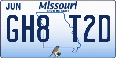 MO license plate GH8T2D