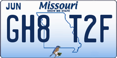 MO license plate GH8T2F