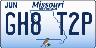 MO license plate GH8T2P