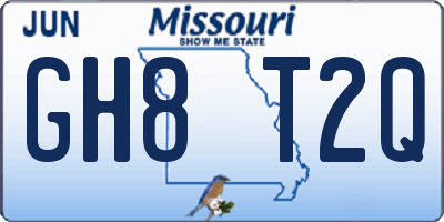 MO license plate GH8T2Q