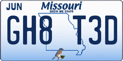 MO license plate GH8T3D