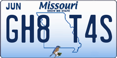 MO license plate GH8T4S