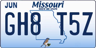 MO license plate GH8T5Z