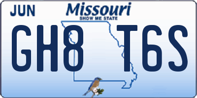 MO license plate GH8T6S