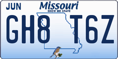 MO license plate GH8T6Z