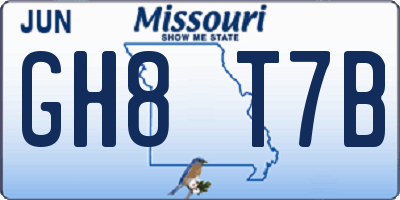MO license plate GH8T7B