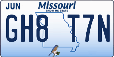MO license plate GH8T7N