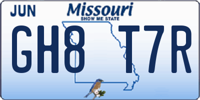 MO license plate GH8T7R