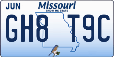 MO license plate GH8T9C
