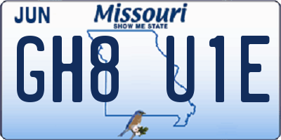 MO license plate GH8U1E