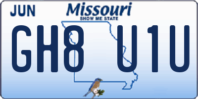 MO license plate GH8U1U