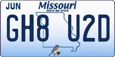 MO license plate GH8U2D