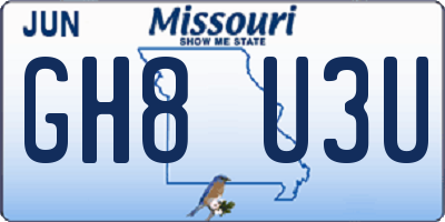 MO license plate GH8U3U