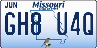 MO license plate GH8U4Q