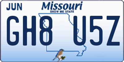 MO license plate GH8U5Z