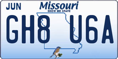 MO license plate GH8U6A