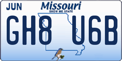 MO license plate GH8U6B