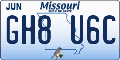 MO license plate GH8U6C