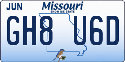 MO license plate GH8U6D