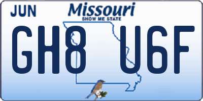 MO license plate GH8U6F