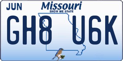MO license plate GH8U6K