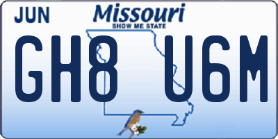 MO license plate GH8U6M
