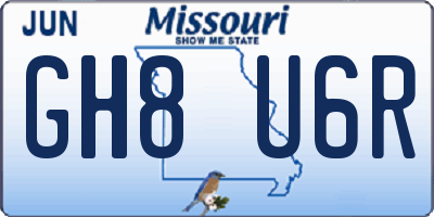 MO license plate GH8U6R