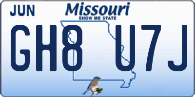 MO license plate GH8U7J