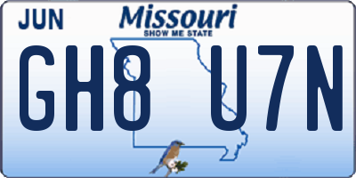 MO license plate GH8U7N
