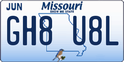 MO license plate GH8U8L