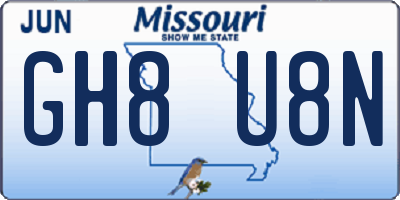 MO license plate GH8U8N
