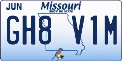 MO license plate GH8V1M