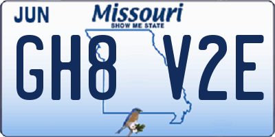 MO license plate GH8V2E