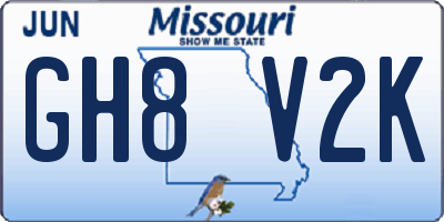 MO license plate GH8V2K