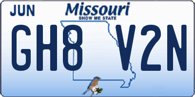 MO license plate GH8V2N