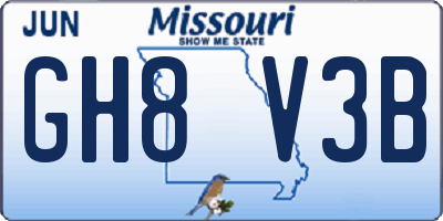 MO license plate GH8V3B