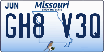 MO license plate GH8V3Q