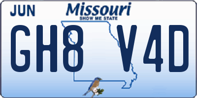 MO license plate GH8V4D