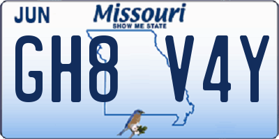 MO license plate GH8V4Y