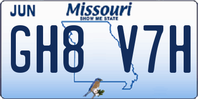MO license plate GH8V7H