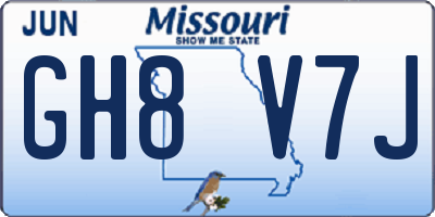 MO license plate GH8V7J