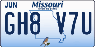 MO license plate GH8V7U