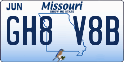 MO license plate GH8V8B