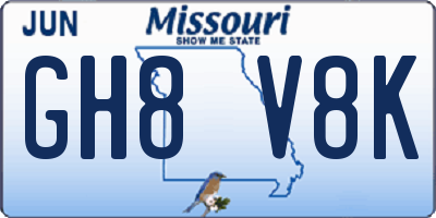 MO license plate GH8V8K