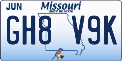 MO license plate GH8V9K